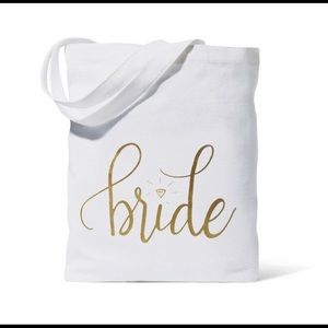 NEW - BRIDE - Tote Bag White with gold lettering | Bride Bag | Bachelorette Bag